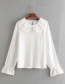 Fashion White Yarn Stitching Ruffled Shirt