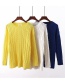 Fashion Yellow Round Neck Small Twist Knit Sweater