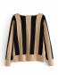 Fashion Black + Khaki Striped Cardigan Single-breasted Sweater