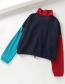 Fashion Color Drawstring Color Matching Sweater Short Cropped Embroidered Top