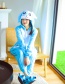 Blue Rabbit Flannel Cartoon One-piece Pajamas