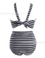 Color Printed Striped High Waist Split Swimsuit