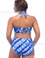 Blue Printed Gradient High Waist Split Swimsuit