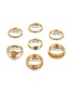 Fashion Gold Eye Geometry Twist Rhinestone Alloy Ring Set Of 7
