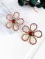 Fashion Gold Alloy Diamond Flower Earrings