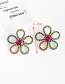 Fashion Purple Alloy Diamond Flower Earrings