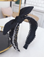 Fashion Black Denim With Diamond Bow Wide-brimmed Headband