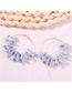 Fashion Navy Blue Alloy Pearl Non-woven Flower Earrings