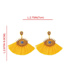 Fashion Yellow Alloy Studded Eye Tassel Earrings
