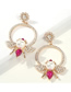 Fashion Rose Red Alloy Diamond-studded Bee Stud Earrings