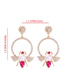 Fashion Rose Red Alloy Diamond-studded Bee Stud Earrings