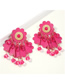Fashion Rose Red Alloy Non-woven Resin Beads Tassel Earrings
