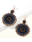 Fashion Black Alloy Rice Beads Rope Round Earrings
