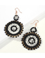 Fashion Black Alloy Rice Beads Rope Round Earrings