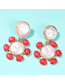 Fashion Red Alloy Resin Pearl Flower Earrings