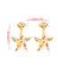 Fashion Gold Alloy Resin Wave Point Starfish Earrings