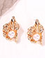 Fashion Gold Alloy Pearl Geometric Shell Stud Earrings