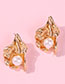 Fashion Gold Alloy Pearl Geometric Shell Stud Earrings