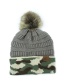 Fashion Blue Cc Camouflage Ball Knit Wool Hat
