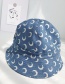 Fashion Moon Denim Blue Denim Moon Print Fisherman Hat