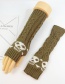 Fashion Khaki Long-sleeved Half-finger Gloves