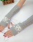 Fashion Light Gray Black Skull Long-sleeved Half-finger Gloves