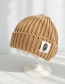 Fashion Handprinted Beige Cloth-knitted Baby Wool Hat