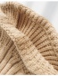 Fashion Thick And Thin Vertical Beige Knitted Wool Foldable Striped Stretch Fisherman Hat