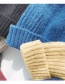 Fashion Short Mohair Dark Blue Knitted Wool Cap