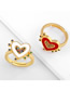 Fashion White Copper Plated Gold Drop Love Heart Ring
