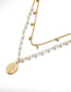 Fashion Gold Pearl Jesus Geometric Multilayer Necklace
