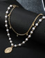 Fashion Gold Pearl Jesus Geometric Multilayer Necklace