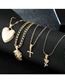 Fashion Gold Face Flower Love Cross Alloy Multi-layer Necklace