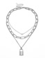 Fashion White K Thick Chain Multi-layer Geometric Lock Love Necklace