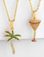 Fashion Wine Glass Coconut Tree Diamond Necklace