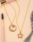 Fashion Star Star And Moon Studded Zircon Necklace