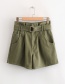 Fashion Armygreen Paper Bag Shorts