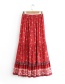 Fashion Red Printed Skirt