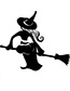 Fashion Multicolor Kst-46 Halloween Witch Riding Broom Removable Wall Sticker