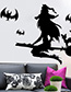 Fashion Multicolor Kst-30 Halloween Witch Broom Bat Wall Sticker