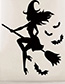 Fashion Multicolor Kst-52 Halloween Witch Riding Broom Wall Sticker