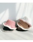 Fashion Corduroy Pink Imitation Rabbit Fur Stitching Flat Top Children's Big Pot Cap