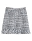 Fashion Gray Pearl Button Tweed Skirt