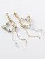 Fashion Gold  Silver Needle Pearl Rhinestone Butterfly Chain Tassel Earrings
