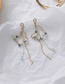 Fashion Gold  Silver Needle Pearl Rhinestone Butterfly Chain Tassel Earrings
