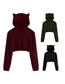 Fashion Armygreen Hooded Cat Ears Exposed Navel Sweater