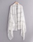 White Large Plaid Silk And Wool-blend Scarf Shawl