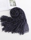 Navy Crumpled Cotton And Linen Scarf Shawl