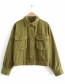 Army Green Pocket Short Lapels Jacket