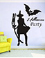 Fashion Multicolor Kst-39 Halloween Witch Bat Environmentally Removable Wall Sticker